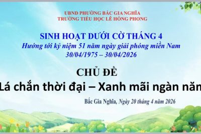 Sinh hoạt dưới cờ tháng 4 chủ đề: Lá chắn thời đại – Xanh mãi ngàn năm của trường Tiểu học Lê Hồng Phong, phường Bắc Gia Nghĩa, tỉnh Lâm Đồng
